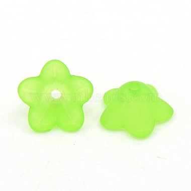 Grosses perles vertes de fleur en acrylique transparent mat(X-PL560-5)-1