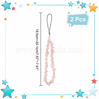 Natural Rose Quartz Chips Beaded Chain Mobile Straps(FIND-WH0135-07D)-2