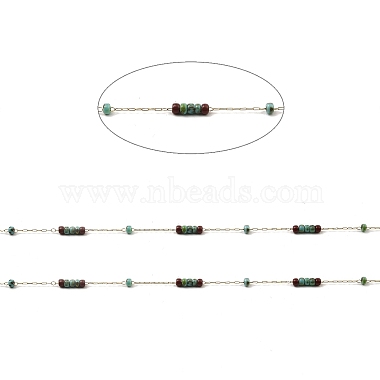cadenas de eslabones con cuentas de semillas de vidrio rondelle de aguamarina mediana(CHS-G028-13G)-2