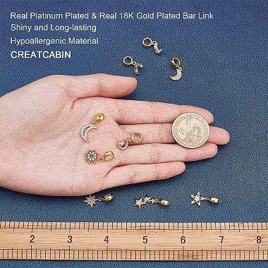 CREATCABIN 9Pcs 9 Style Brass Cubic Zirconia European Dangle Charms(KK-CN0001-69)-3