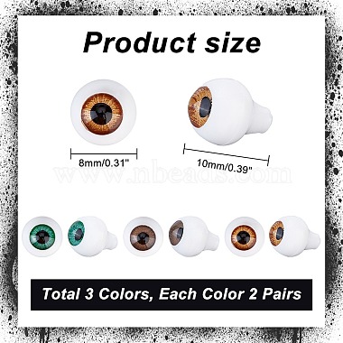ahadermaker 6 paires 3 couleurs yeux artisanaux de poupée en acrylique en forme de larme(DIY-GA0004-57C)-2