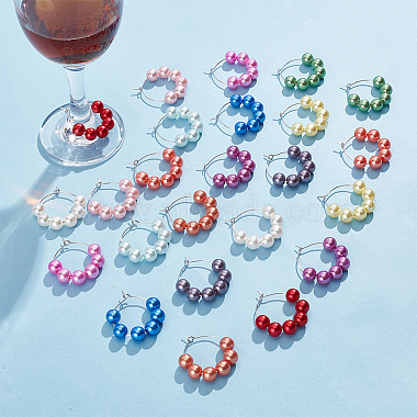 24 pcs 12 breloques rondes en verre à vin en perles d'imitation acrylique de couleur(AJEW-AB00058)-4