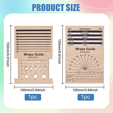 1 Set Rectangle Wooden Wooden Knitting Needle Gauge & Yarn Wrap Guide Board(DIY-BC0006-96)-2