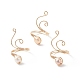 Copper Wire Wrapped Natural Freshwater Pearl Cuff Rings for Women(RJEW-JR00553-01)-1