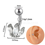 G23 Titanium Pave Clear Cubic Zirconia Curved Barbell Cartilage Earrings, Platinum, Flower, Bar Length: 8mm, Pin: 1.2mm(FS-WGD98FB-39)