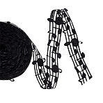 Polyester Grosgrain Ribbon, Musical Note Pattern, Black, 1-1/8"(28mm), 20yard/roll(18.3m/roll)(OCOR-TAC0008-23B)