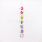 7 Chakra Rainbow Natural Agate Slice Suncatcher, Gemstone Window Hanging Decor for Home, 670x70mm(HJEW-H065-09)