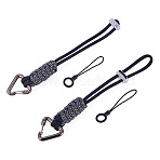 Polyester Cord Ropes Pendant Decorations, with Aluminium Alloy Triangle Rings, Black, 175mm(HJEW-TADJ0022-01A)
