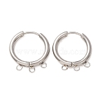 304 Stainless Steel Huggie Hoop Earring Findings, Round, with 3-Loops, Long-Lasting Plated, Stainless Steel Color, 21x19x2.5mm, Hole: 1.8mm(STAS-D183-03B-P)