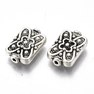Tibetan Style Alloy Beads, Cadmium Free & Lead Free, Rectangle, Antique Silver, 18x12x5mm, Hole: 1.4mm, about 270pcs/1000g(TIBE-S320-132AS-LF)