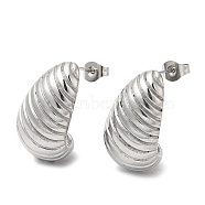 304 Stainless Steel Croissant Stud Earrings, Stainless Steel Color, 23x13mm(EJEW-B026-17P)
