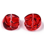 Transparent Spray Painted Glass Beads, Moon with Star, Red, 14x12.5x5mm, Hole: 1mm(GLAA-N035-036-C07)