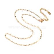 304 Stainless Steel Necklaces, Curb Chain Necklaces, Golden, 16.14 inch(41cm)(NJEW-E080-09G)