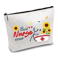 Nurse Theme Polycotton Custom Canvas Stroage Bags,  Metal Zipper Pouches, Rectangle, Sunflower Pattern, 18x25cm(ABAG-WH0029-048)