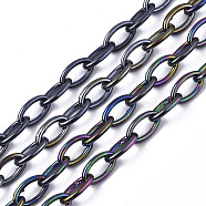 Acrylic Opaque Cable Chains, AB Color, Horse Eye, Black, 13x8x2mm, 18.5 inch~19.29 inch(47~49cm)/strand(X-PACR-N009-001A)