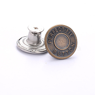 Alloy Button Pins for Jeans, Nautical Buttons, Garment Accessories, Round with Word, Antique Bronze, 17mm(PURS-PW0009-01J-01AB)
