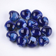 Handmade Porcelain Beads, Fancy Antique Glazed Porcelain, Heart, Blue, 10.5~11.5x11.5~12.5x8.5~9mm, Hole: 1.5~2mm(PORC-S498-15B-07)