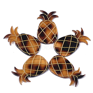 Cellulose Acetate(Resin) Pendants, Tortoiseshell Pattern, Pineapple, Chocolate, 41.5x24.5x2.5mm, Hole: 1.5mm(X-KY-S158-38A)