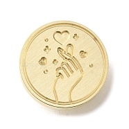 Wax Seal Brass Stamp Heads, Gesture Series, Golden, Heart, 25.5x14mm, Hole: 7mm(AJEW-D301-01G-05)