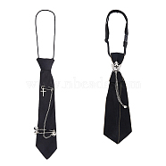 2Pcs 2 Style Polyester Children Suit Necktie, Pre-tied Adjustable/Elastic School Uniform Ties, Black, 375~487x2~10.5mm, 1pc/style(AJEW-FG0002-41B)