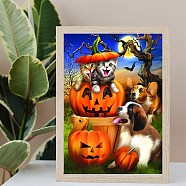 Halloween DIY Diamond Painting Kit, Including Acrylic Rhinestones Bag, Diamond Sticky Pen, Tray Plate, Glue Clay and Canvas, Pumpkin, 400x300x0.3mm(AJEW-C037-02B)