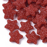 Resin Beads, with Crystal Rhinestone, Imitation Candy Food Styles, Star, Red, 23.5x24x8mm, Hole: 1.4mm(X-RESI-Q209-02)