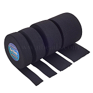 Flat Elastic Rubber Cord/Band, Webbing Garment Sewing Accessories, Black, 20mm/25mm/38mm/60mm, 5m/roll, 4roll/set(EC-BC0001-14)