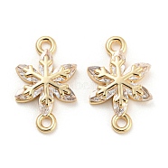 Brass Pave Clear Cubic Zirconia Connector Charms, Snowflake Links, Real 18K Gold Plated, 16.5x10.5x3mm, Hole: 1.5mm(KK-Q789-10G)