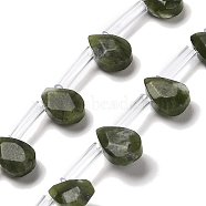 Natural Xinyi Jade/Chinese Southern Jade Beads Strands, Faceted, Teardrop, Top Drilled, 9x6x4mm, Hole: 0.8mm, about 30~32pcs/strand, 16.54''(42cm)(G-Q167-A21-02)