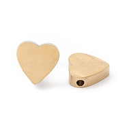 Ion Plating(IP) 304 Stainless Steel Bead, Heart, Real 24K Gold Plated, 9.5x10x3mm, Hole: 1.5mm(STAS-H168-17G)