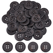 40Pcs Wood Buttons, 4-Hole, Flat Round, Coconut Brown, 50x5mm, Hole: 4mm(BUTT-OC0001-53B)