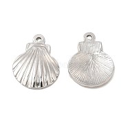 304 Stainless Steel Pendants, Shell Charm, Stainless Steel Color, 20.5x16x2.5mm, Hole: 1.6mm(STAS-E182-15P)