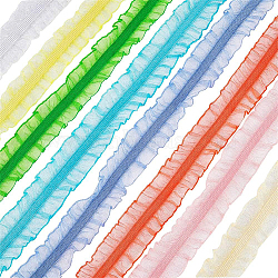 BENECREAT Chinlon Organza Elastic Lace Ribbon, Single Ruffle Organza Trim, for Clothes Sewing Embellishment, Black, 25x0.6mm(EC-WH0013-12B)
