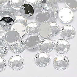 Sew on Rhinestone, Taiwan Acrylic Rhinestone, Two Holes, Garments Accessories, Faceted, Half Round/Dome, Clear, 8x3mm, Hole: 1mm(ACRT-M008-8mm-02)