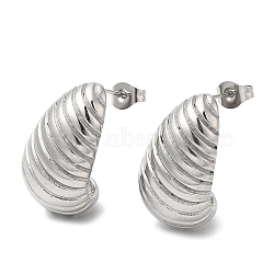 Non-Tarnish 304 Stainless Steel Croissant Stud Earrings, Stainless Steel Color, 23x13mm(EJEW-B026-17P)