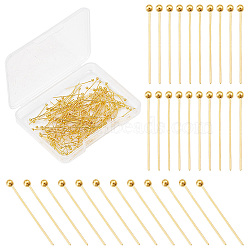 500Pcs Brass Ball Head pins, Cadmium Free & Lead Free, Golden, 20x0.5mm, 24 Gauge, Head: 2mm(KK-GO0001-57)