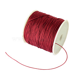 Braided Nylon Thread, Chinese Knotting Cord for Beading Jewelry Making Macrame Craft, FireBrick, 0.8mm, about 100yards/roll(NWIR-R006-0.8mm-122)