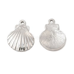 Non-Tarnish 304 Stainless Steel Pendants, Shell Charm, Stainless Steel Color, 20.5x16x2.5mm, Hole: 1.6mm(STAS-E182-15P)