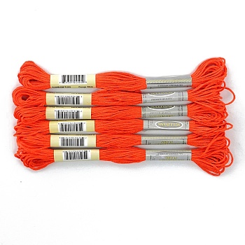 6 Skeins 6-Ply Embroidery Foss, Luminous Polyester Cord, Embroidery Thread, Orange Red, 0.5mm, 8m/skein