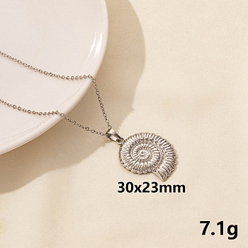 Stainless Steel Shell Pendant Necklaces, Cable Chain Necklaces