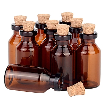 Cork Glass Bead Containers, Column Wishing Bottles, Saddle Brown, 1.8x4cm, Capacity: 5ml(0.17fl. oz)