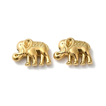 304 Stainless Steel Beads, Elephant, Real 18K Gold Plated, 12x17x4mm, Hole: 1.5mm