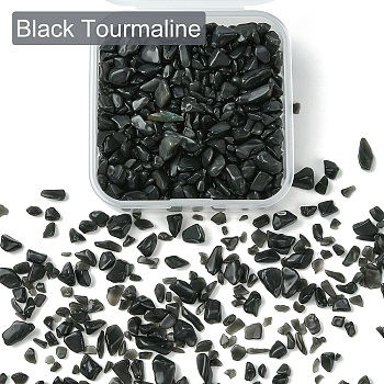 50G Natural Black Tourmaline Chip Beads, No Hole/Undrilled, 2~12x2~10x1~3mm