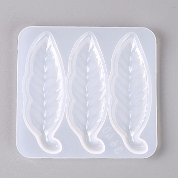 Silicone Molds, Hair Accessories Molds, For DIY Clamp Decoration, UV Resin & Epoxy Resin Jewelry Making, Leaves, White, 90x96x5mm