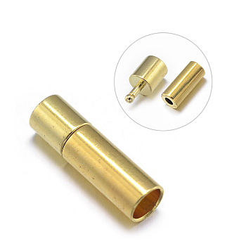 Tube Brass Bayonet Clasps, Nickel Free, Golden, 17.5x5mm, Hole: 4mm