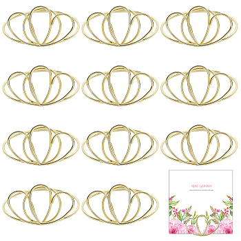 Iron Spiral Place Card Holders, Memo Holders, for Restaurants, Wedding, Office, Double Heart, Golden, 53x48.5x24mm, Inner Diameter: 47mm