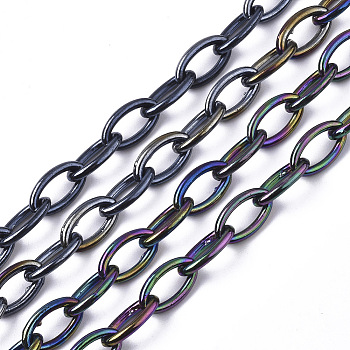 Acrylic Opaque Cable Chains, AB Color, Horse Eye, Black, 13x8x2mm, 18.5 inch~19.29 inch(47~49cm)/strand