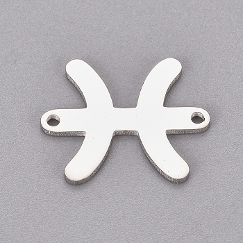 304 Stainless Steel Pendants, Twelve Constellations, Stainless Steel Color, 10.6x15.7x1mm, Hole: 1.2 and 1.4mm