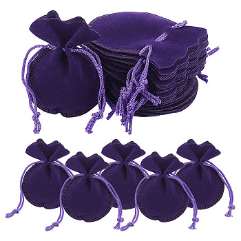 Calabash Velvet Jewelry Storage Drawstring Pouches, Christmas Wedding Party Gift Packing Bags, Dark Orchid, 9x7x0.1cm