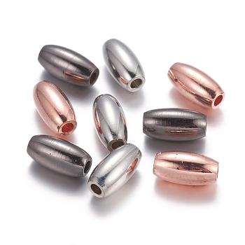 Brass Beads, Long-Lasting Plated, Rice, Cadmium Free & Lead Free, Mixed Color, 7x4mm, Hole: 1mm
